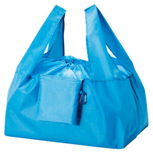 セルトナ・巾着ショッピングポータブルエコバッグ（カラビナ付き）ブルー