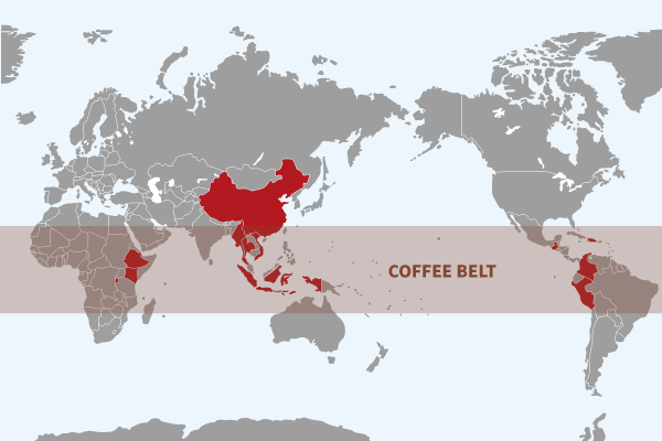 地域別コーヒーの生産国
