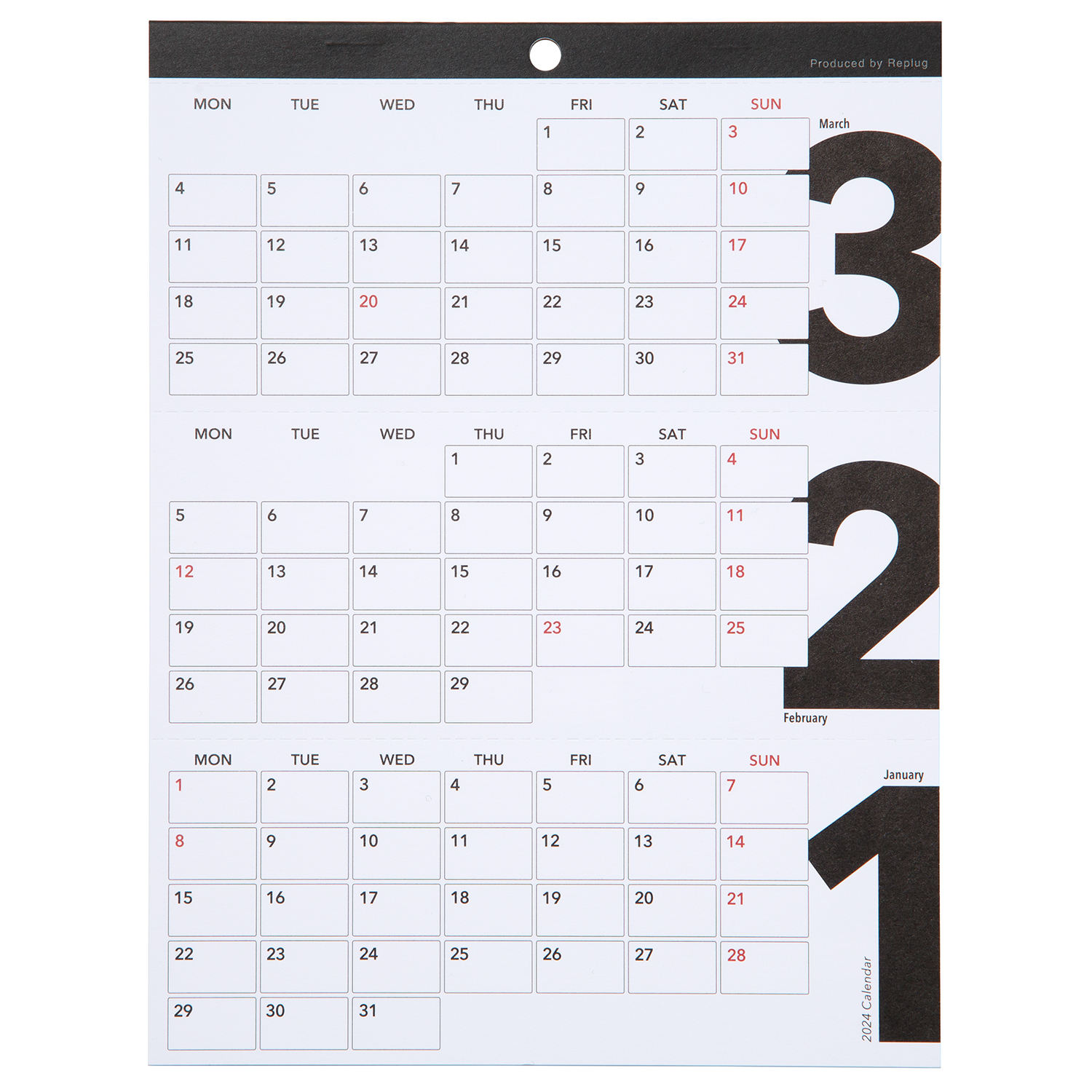 リプラグ　卓上３ヶ月カレンダー