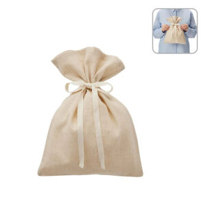 コットンリネンラッピング巾着　包装　綿　麻　プレゼント　ラッピングバッグ　名入れ